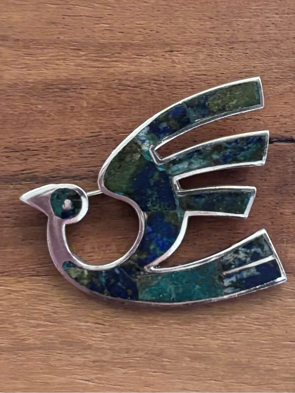 Vintage Castillo Taxco Mexico Sterling Silver Mosaic Pin